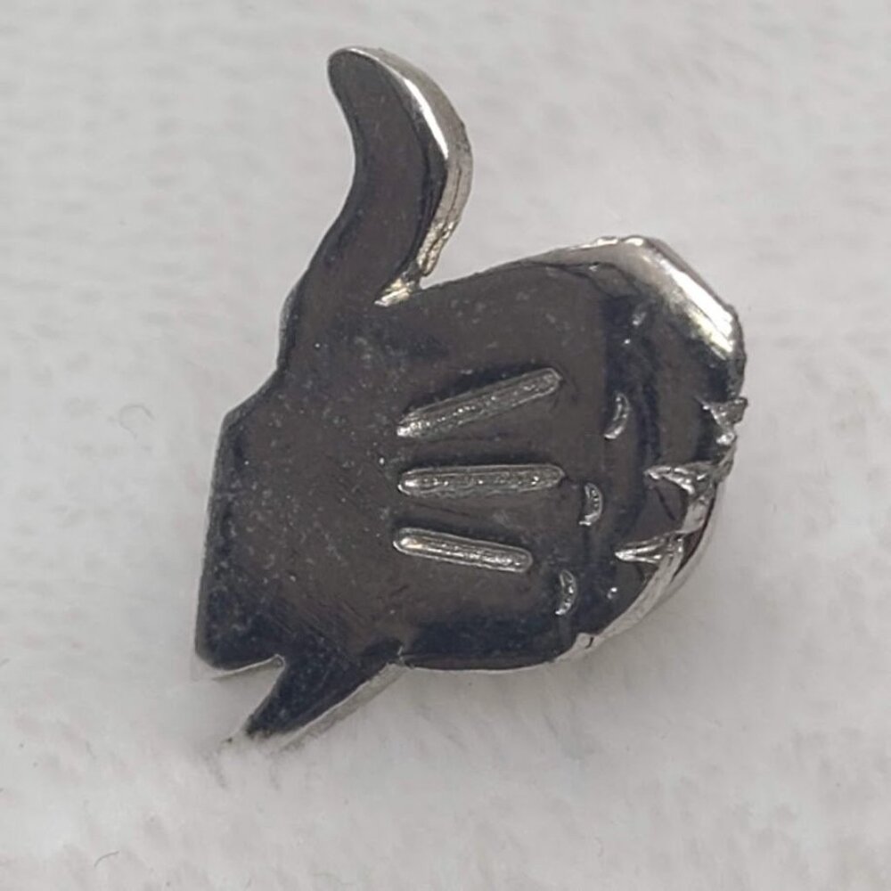 Hand Glove Thumbs Up Lapel Pin Silver Tone Metal - Picture 2 of 6